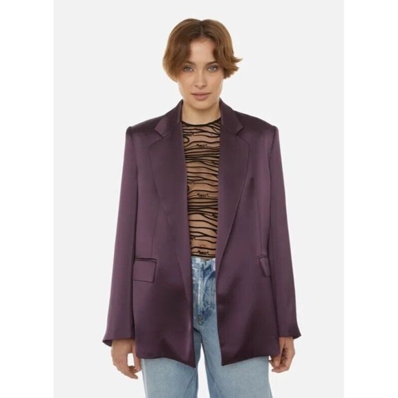 ITMFL Lycia Satin Jacket Aubergine Deep Purple Satin - Picture 2 of 4